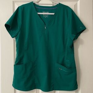 Hunter Green Scrub Top Healing Hands - XL